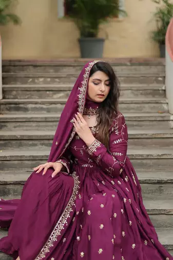 Wine Designer Kurti Gharara Dupatta Collections