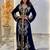 Navy-Blue color Handmade Moroccan Kaftan with hijjab