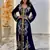 Navy-Blue color Handmade Moroccan Kaftan with hijjab