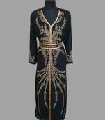 Black color luxurious Handmade Moroccan Kaftan with hijjab