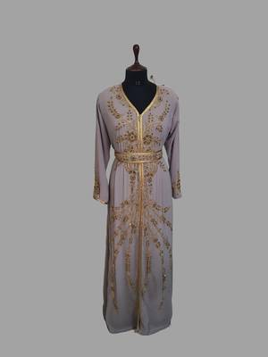 Chiku  color Handmade Moroccan Kaftan with hijjab 1
