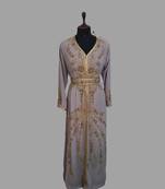 Chiku  color luxurious Handmade Moroccan Kaftan with hijjab