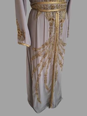 Chiku  color Handmade Moroccan Kaftan with hijjab 4