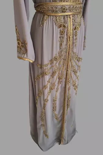 Chiku  color Handmade Moroccan Kaftan with hijjab