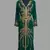 Dark Green color Handmade Moroccan Kaftan with hijjab