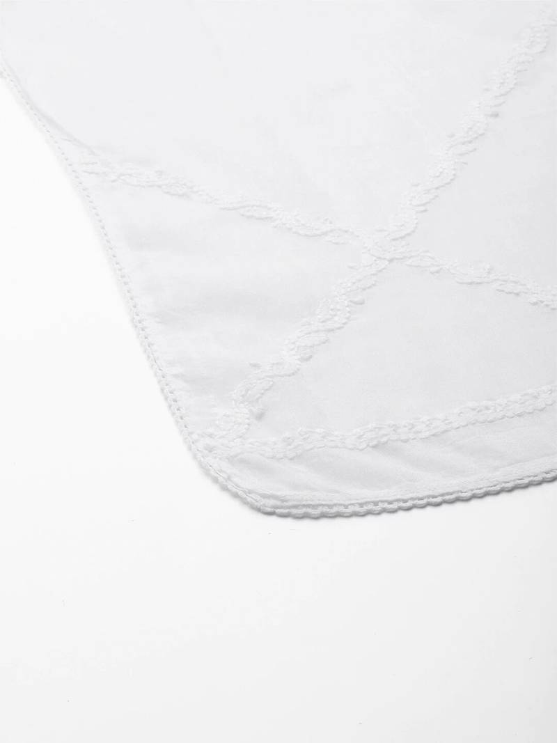 Hand Embroidered White Cotton Lucknowi Chikankari Stole