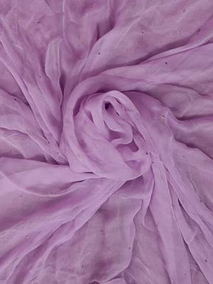 Hand Embroidered Mauve Chiffon Lucknowi Dupatta With Muqaish Work 5