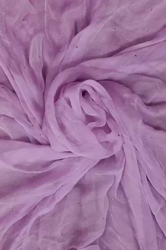 Hand Embroidered Mauve Chiffon Lucknowi Dupatta With Muqaish Work