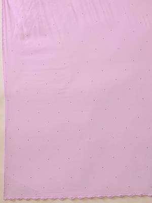 Hand Embroidered Mauve Chiffon Lucknowi Dupatta With Muqaish Work 6