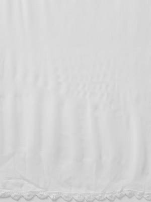 Hand Embroidered White Chiffon Lucknowi Dupatta 3