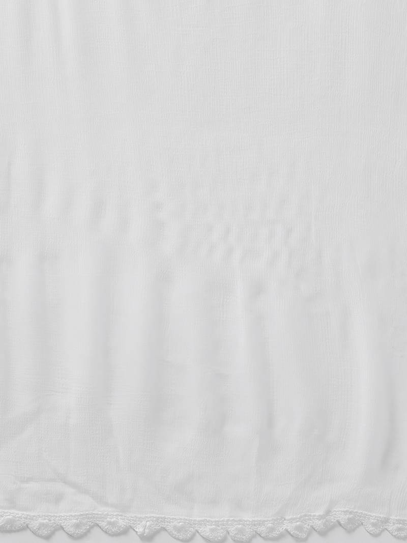 Hand Embroidered White Chiffon Lucknowi Dupatta