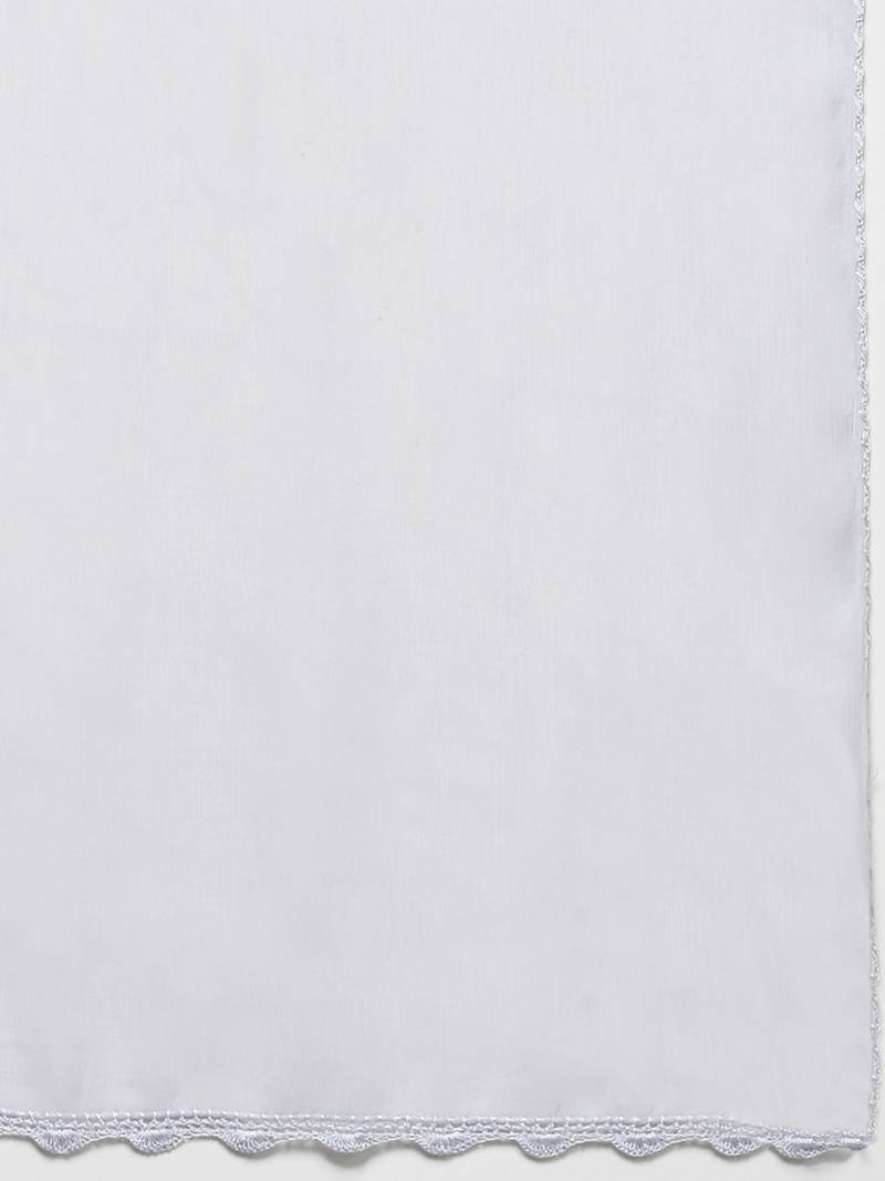 Hand Embroidered Grey Chiffon Lucknowi Dupatta