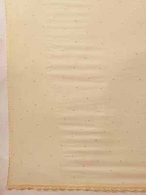 Hand Embroidered Fawn Chiffon Lucknowi Dupatta With Muqaish Work 4
