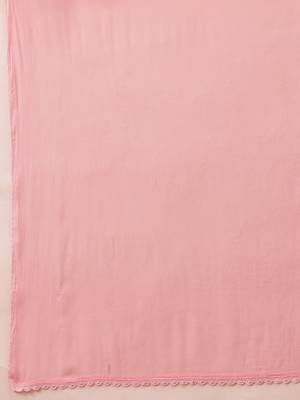 Hand Embroidered Pink Chiffon Lucknowi Chikankari Dupatta 5