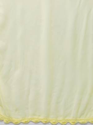 Hand Embroidered Lemon Chiffon Lucknowi Dupatta 3
