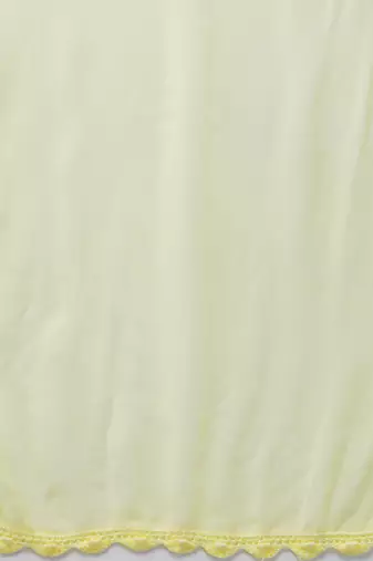 Hand Embroidered Lemon Chiffon Lucknowi Dupatta