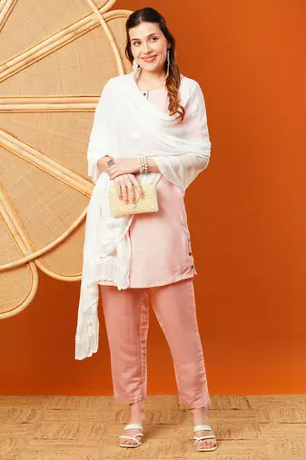 Hand Embroidered White Chiffon Lucknowi Chikankari Dupatta