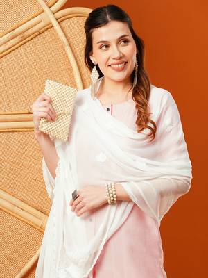 Hand Embroidered White Chiffon Lucknowi Chikankari Dupatta 5