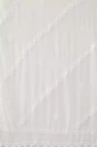 Hand Embroidered White Chiffon Lucknowi Chikankari Dupatta