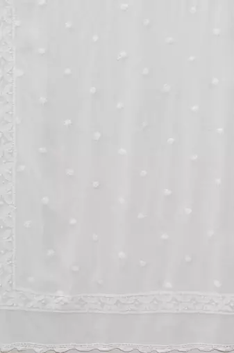Hand Embroidered White Chiffon Lucknowi Dupatta