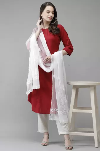 Hand Embroidered White Chiffon Lucknowi Chikankari Dupatta