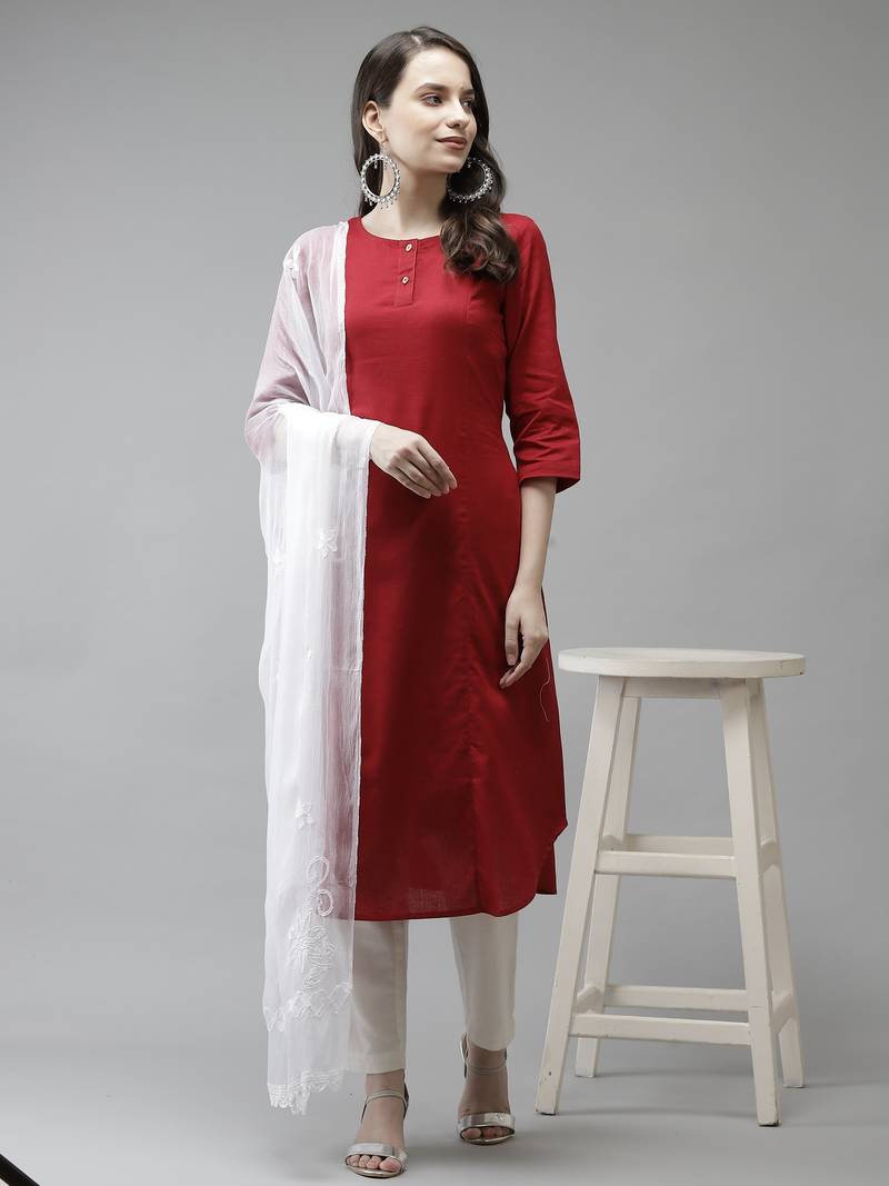 Hand Embroidered White Chiffon Lucknowi Chikankari Dupatta