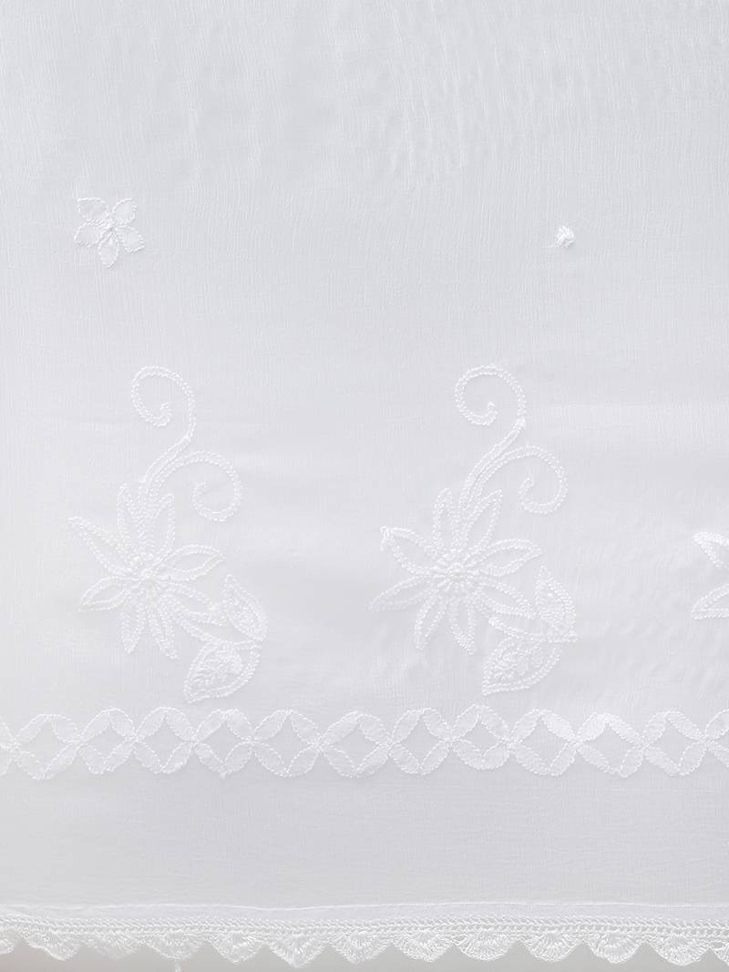 Hand Embroidered White Chiffon Lucknowi Chikankari Dupatta