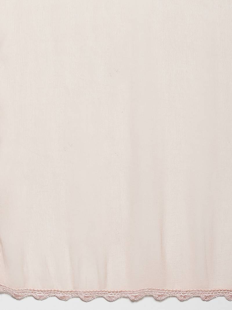 Hand Embroidered Peach Chiffon Lucknowi Dupatta