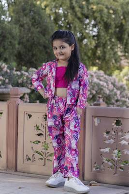 Cutiediva Girls Floral printed co ord set-pink ( Pack of 3, Parties Dress) 1