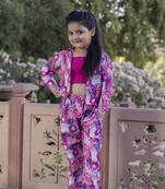 Cutiediva Girls Floral printed co ord set-pink ( Pack of 3, Parties Dress)