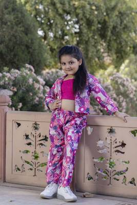 Cutiediva Girls Floral printed co ord set-pink ( Pack of 3, Parties Dress) 2