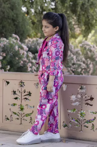 Cutiediva Girls Floral printed co ord set-pink ( Pack of 3, Parties Dress)