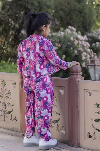 Cutiediva Girls Floral printed co ord set-pink ( Pack of 3, Parties Dress)