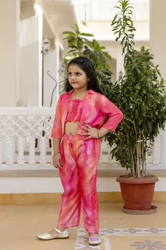 Cutiediva Girls Floral printed co ord set-pink ( Pack of 3, Girls dress )