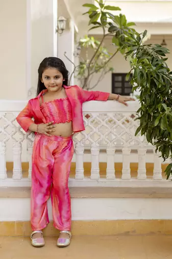Cutiediva Girls Floral printed co ord set-pink ( Pack of 3, Girls dress )