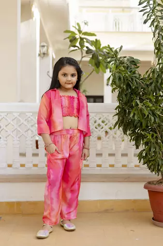 Cutiediva Girls Floral printed co ord set-pink ( Pack of 3, Girls dress )