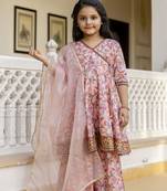 Cutiediva Girls festive printed aliya-cut kurta & sharara with dupatta in multicolour