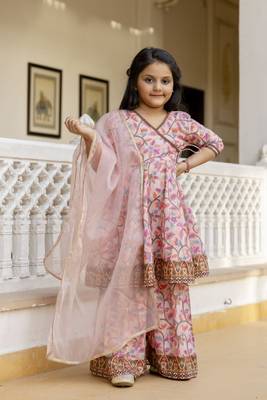 Cutiediva Girls festive printed aliya-cut kurta & sharara with dupatta in multicolour 2