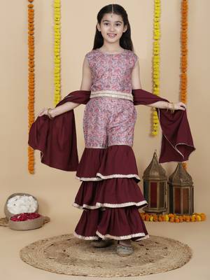 Cutiediva Girls festive top & sharara with dupatta ( pack of 3 ) 1