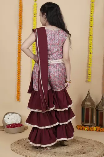Cutiediva Girls festive top & sharara with dupatta ( pack of 3 )