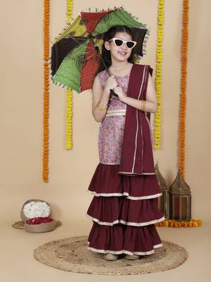 Cutiediva Girls festive top & sharara with dupatta ( pack of 3 ) 3