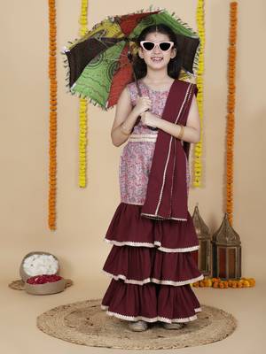 Cutiediva Girls festive top & sharara with dupatta ( pack of 3 ) 4