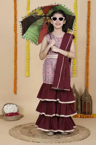 Cutiediva Girls festive top & sharara with dupatta ( pack of 3 )