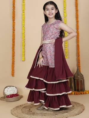 Cutiediva Girls festive top & sharara with dupatta ( pack of 3 ) 5