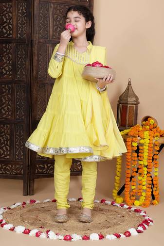 Cutiediva Girls festive kurta and churidar dupatta set ( pack of 3 )