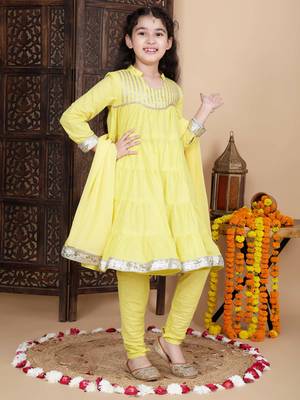 Cutiediva Girls festive kurta and churidar dupatta set ( pack of 3 ) 4