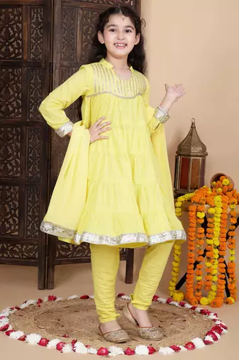 Cutiediva Girls festive kurta and churidar dupatta set ( pack of 3 )