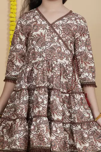 Cutiediva Girls festive printed angrakha kurta & sharara set ( pack of 3 )