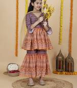 Cutiediva Girls wedding wear angrakha kurta & sharara set ( pack of 3 )