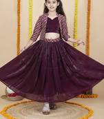 Cutiediva Girls designer sharara and top with jacket set ( pack of 3 )